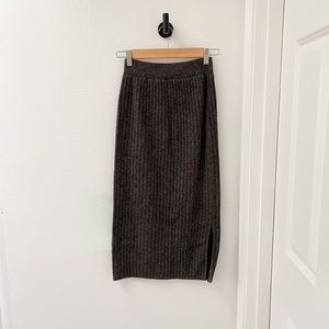Wool Blend Pencil Midi Skirt